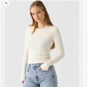 Agolde Alma crewneck long sleeved fitted organic cotton lyocell tee Women’s L